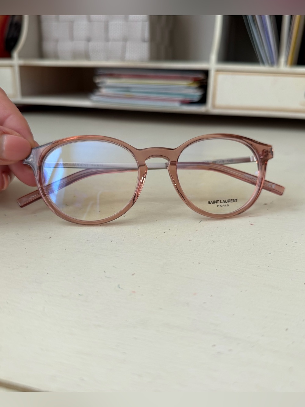 Saint Laurent Eyeglasses SL 25 Pink Silver Round Plastic Frame 49-19 140 mm